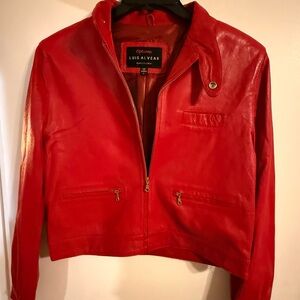 Luis Alvear Women's Vibrant Red Leather Jacket